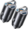 MRGLAS 2-Pack 90W USB C Car Charger,[Super Mini Metal] Car Charger Fast Charging Adapter PD+QC3.0 Dual Port Type C Car Cigarette Lighter USB Compatible iPhone 17 Air 16 15 Pro Max iPad Samsung S25