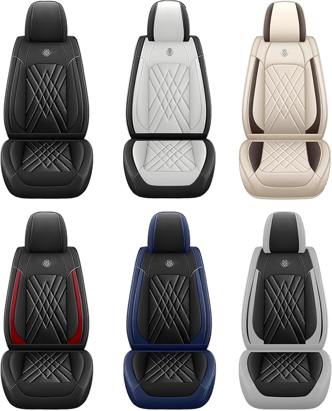 JGDL Car Seat Covers for Subaru Crosstrek 2016-2026, 2 Piece Set Nappa Leather Non-Slip Seat Protectors, Breathable Seat Cover Set. (Standard 2 Seats, Black White)
