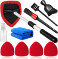 Qydipclin 10pcs Windshield Cleaning Tool Inside Car Window Cleaner Wash Kit with 4 Reusable Microfiber Pads 1 Spray Bottle and Extendable Handle Interior Auto Glass Wiper Kit, Red