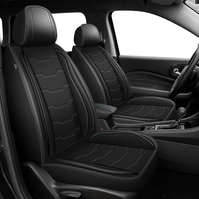 DISUTOGO Seat Covers Fit for Juke 2011-2017 Seat Covers Full Set Car Seat Covers Faux Leather Breathable Waterproof Car Seat Protector (5 Seats, Black)