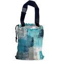 Abstract Art Car Trash Bag,Turquoise and Grey Hanging Drawstring Car Garbage Bag,Waterproof Canvas Car Back Seat Organizer with Adjustable Buckle,for Vehicles,SUVs,Camping,Road Trips