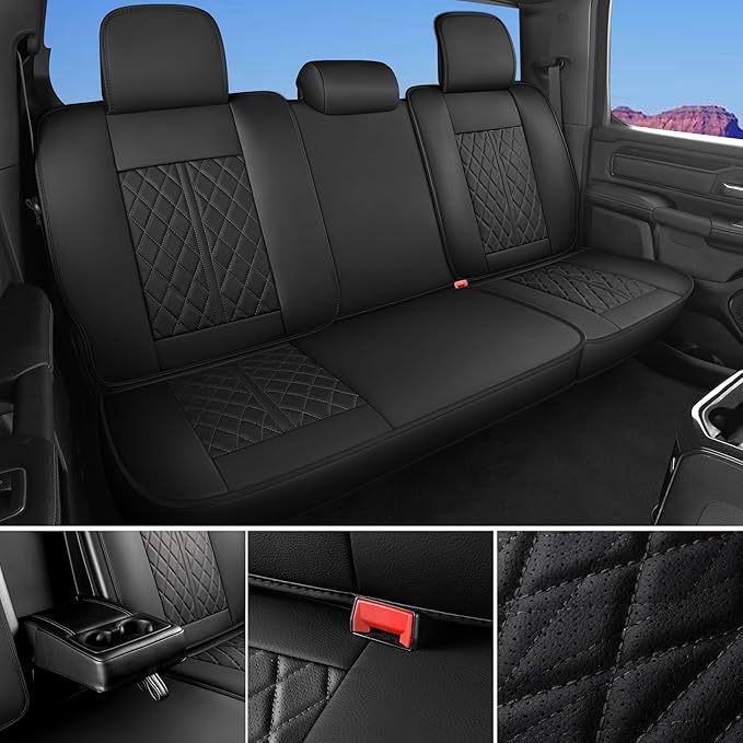 Automotive Seat Covers Universal Fit for Cars, SUV, Sedans, with Anti-Slip Breathable Faux Leather (Black, Front Seat)
