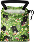 GEGEPINK Car Trash Bag Hanging Back of Seat Waterproof Small Cute Printed One-Handed Strap Drawstring Garbage Bags for Car-Black Cat Floral