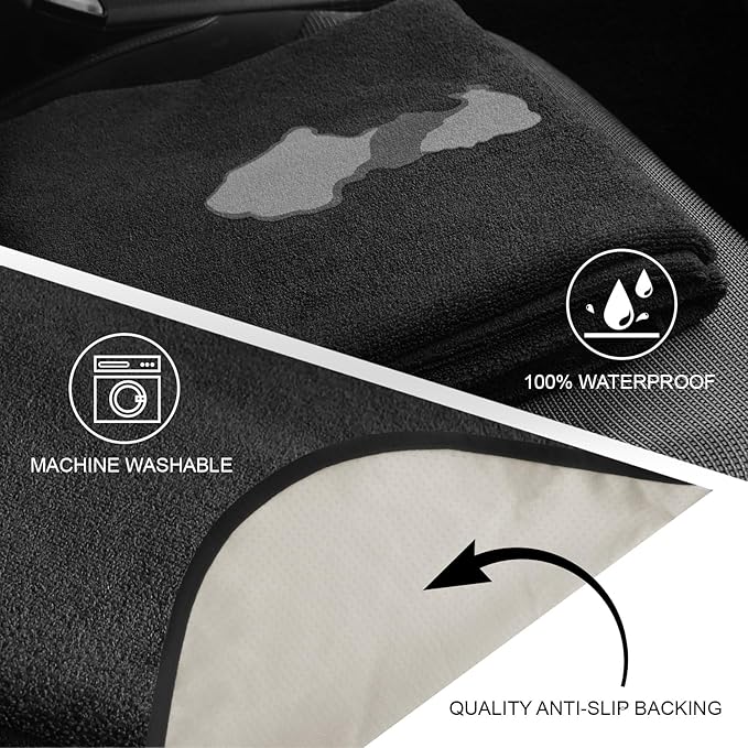 nbnhxnff Sweat Towel Car Seat Cover Protector Rear Seats for Gym Workout, Running, Swimming, Beach and Hiking, Waterproof Universal Seat Cover for Car, Trucks, Van & SUV (Black, 1pcs Rear Seat)