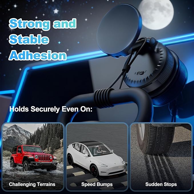 MORKEYA Magnetic Car Phone Holder Mount for Dashboard & Windshield, Strong Suction & N52 Magnet, 360° Adjustable Hands-Free Mount Compatible with iPhone and Android Phones