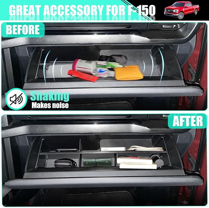 Glove Box Organizer Ford F150 2021 2022 2023 2024 - for F150 Glove Secondary Divider Storage Box Accessories for F150 (Below)