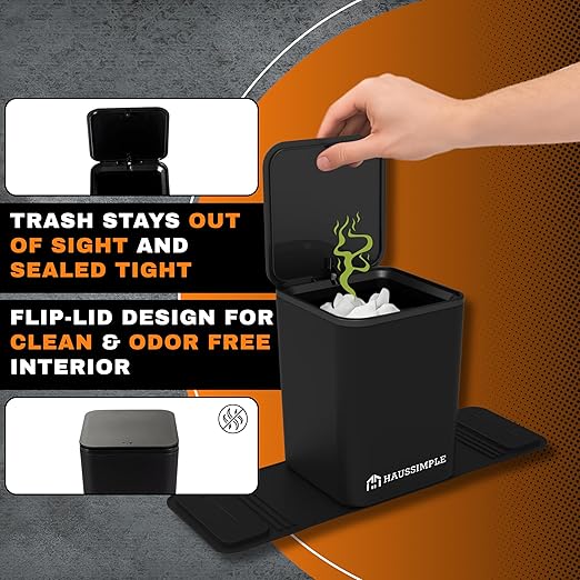 Car Trash Can with Lid and 20 Disposable Bags, 0.8 Gallon Medium Car Garbage Bin for Front or Backseat Floor, Durable Plastic Auto Trash Container Organizer Car Interior