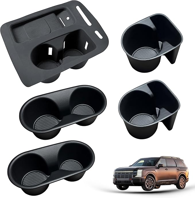5PCS for 2026 Hyundai Palisade Accessories Wireless Charging Mat Center Console Cup Holder Insert 2nd Row Door Side Cup Holders 3rd Row Drink Holder Organizer Cupholder Coaster for Hyundai Palisade