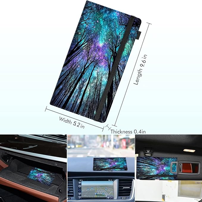 RAUEDWDJS Car Registration and Insurance Holder,Leather Vehicle Glove Box Organizer Wallet Case for Driver's License,ID Key Information Cards-Sky