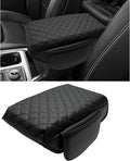 Center Console Cover for Ford Explorer 2026 2025 2020-2024 Accessories 1.2in Thickness Armrest Cover Leather Arm Rest Box Lid Protector Cushion Pad Middle Console Cover with Side Pockets(Black Stitch)
