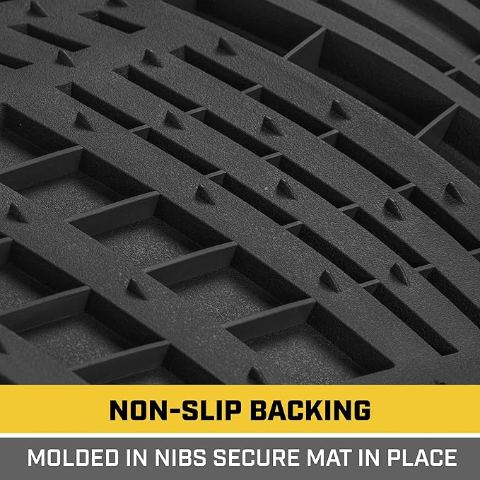 CAT® ToughRide™ Heavy-Duty 4 Piece Black Floor Mats for Cars - Trim to Fit All-Weather Rubber Car Mats Full Set - Truck Mats & Cars Floor Mats - Interior Accessories for SUVs & Car Rug Protection