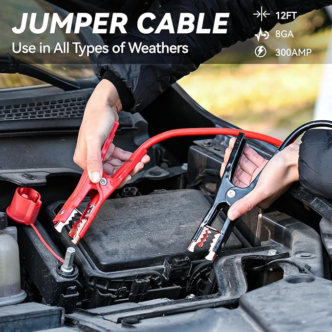 VCANENERGY Car Emergency Kit with Jumper Cable, First Aid Kit, Winter Travel Assistance with Detachable Snow Shovel, Safety Emergency Kit for Cars, Trucks