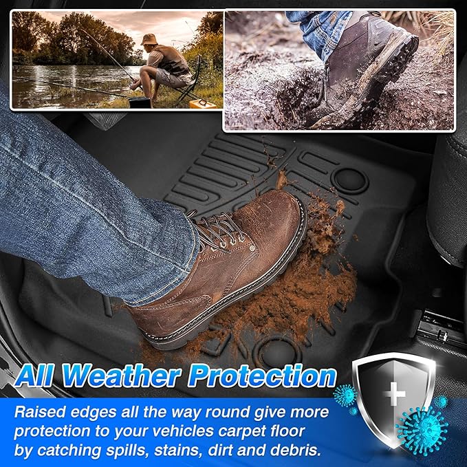 Soul Floor Mats - Car Mats for KIA Soul 2014-2019 (Not fit Hybrid), All Weather Floor Mats and Cargo Liner for Soul Accessories, Heavy Duty Rubber Mats, Car Accessories
