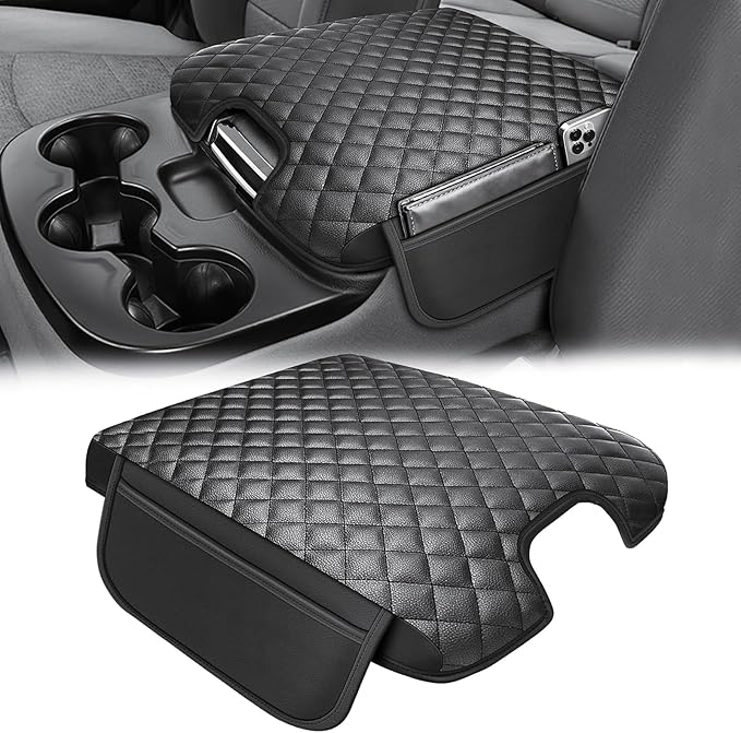 Center Console Cover Fit for 2013-2018 Dodge Ram 1500 & 2013-2024 Ram 2500/3500/1500 Classic Model for Jump Seat Console, Comfortable Armrest Pad, Middle Console Cover with 2 Side Pockets