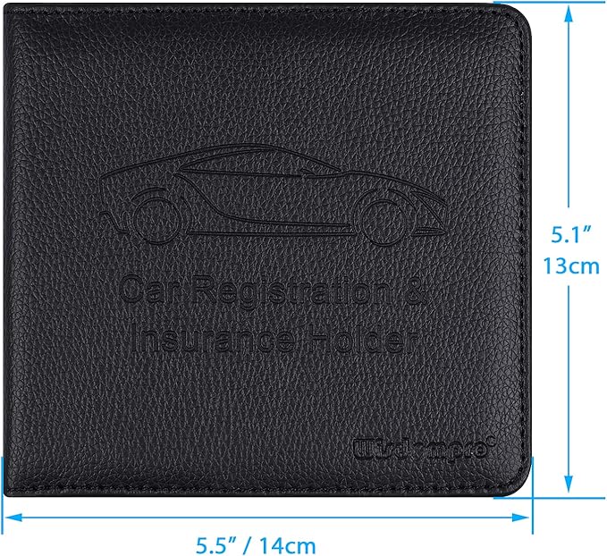 Wisdompro Car Registration and Insurance Card Holder 2 Pack PU Leather Vehicle Glove Box Documents Organizer Auto Paperwork Wallet Case for Women Men Files, ID, Driver's License - Black and Black