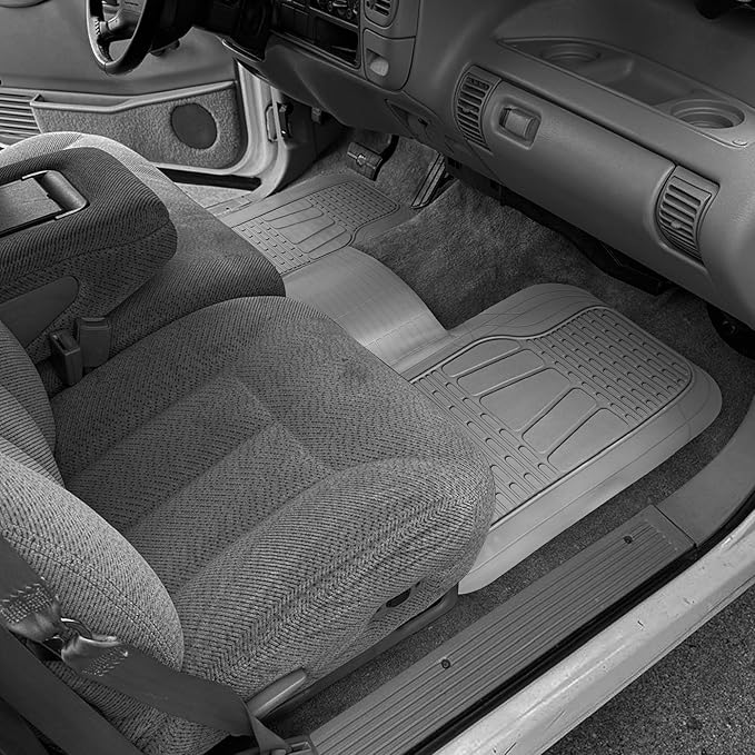 BDK Motor Trend WingRunner Heavy Duty Rubber Rear Floor Mats Liners, Back Row Non-Slip All Weather Interior Protection Universal Fit Design for Trucks Cars Sedans SUV, Fits 2nd or 3rd Row Rear - Black