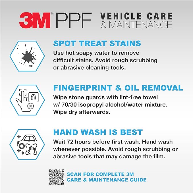 Prime Ave 3M Clear Paint Protection Film, 8 mil PPF Vinyl Wrap with Self-Healing Technology, UV Protection, Non-Yellowing, Scratch Resistant, Glossy Finish (6 x 48in)
