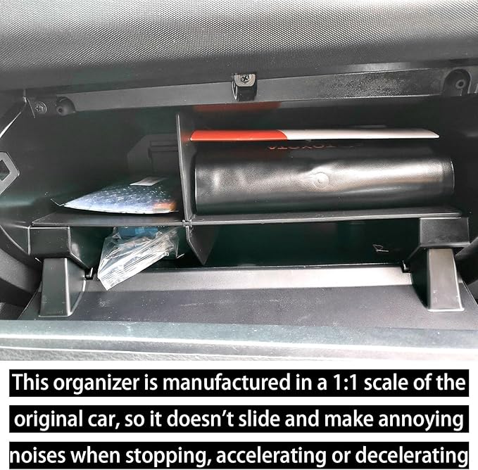 RUNROAD Glove Box Organizer Dividers Compatible with Toyota Tacoma 3rd Gen 2016-2023 Accessories, Insert Glove Compartment Accessories ABS Black Materials Divider Storage Box