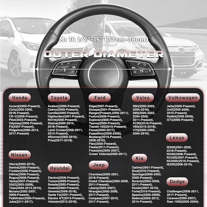 SEG Direct Steering Wheel Cover for 14.5-15 inch Wheels, Breathable PU Leather with Perforated Sides, Anti-Slip Grip, Universal Fit for Cars & SUVs, Black and Burgundy