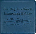 New Fashion Kingdom Car Registration and Insurance Holder, Premium PU Leather Vehicle Glove Box Car Organizer Men Women Wallet Accessories Case for ID, Driver's License - Blue