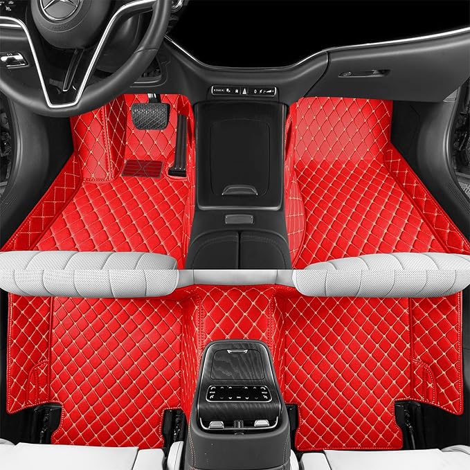 Luxury car Floor mats are for 99% of Vehicle Models,All Weather car Floor mats Provide Comprehensive Protection for Vehicles,Floor mats for car Personalized Customization! (Red Rice)