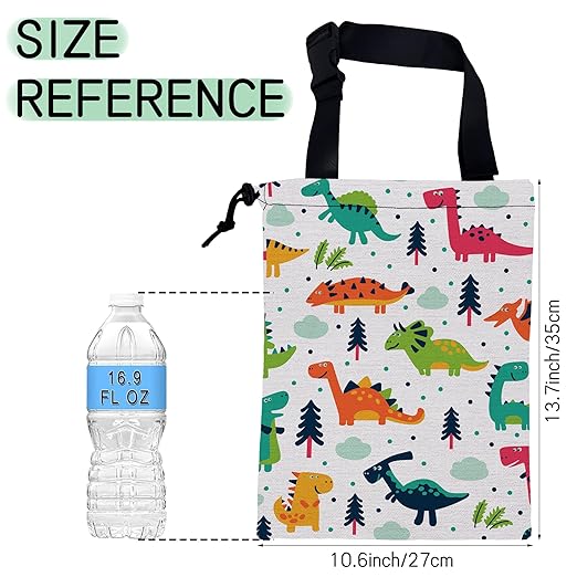 NHNXHWIA Cartoon Dinosaurs Car Trash Bag,Hanging Drawstring Car Garbage Bag,Waterproof Canvas Car Back Seat Organizer with Adjustable Buckle,for Vehicles,SUVs,Camping,Road Trips