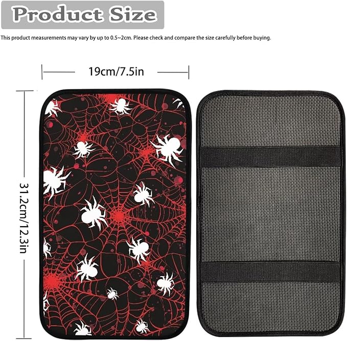 Mintutlipy Halloween Red Spider Web Print Car Armrest Cushion Cover Car Interior Accessories Car Center Console Pad Universal Fit Center Console Protector