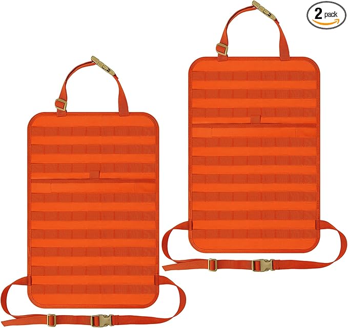 IronSeals 2 Pack Car Seat Back Organizer, Tactical Molle Panel Sag Proof Vehicle Seat Cover Protector Nylon Car Seat Back Hanger Bag Pad