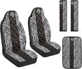 Qeluxign PU Leather Car Seat Cover Set of 5 Auto Accessories 2 Front Bucket Seat Covers, 2 Seatbelt Pads & 1 Armrest Cover, Easy to Install,Zebra Print Zebra Head