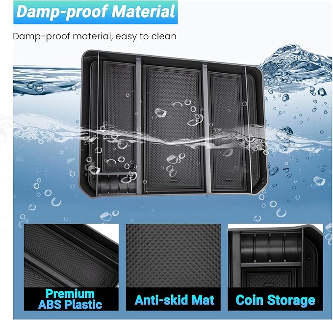 Sinminou Center Console Organizer Compatible with 2024-2026 Chevy Silverado 2500 HD/3500HD Interior Accessories, Armrest Storage Box with Coin Slot(Only Fit Full Console with Bucket Seat)