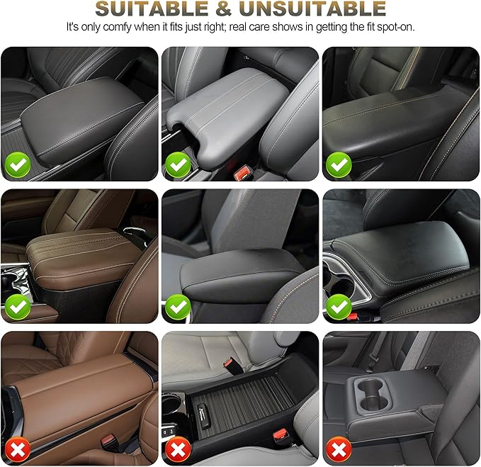 YORKNEIC Center Console Cover Fit for Ford Escape,Upgraded Faux Leather Car Armrest Cover with 2 Storage Bags,Anti-Scratch/Wear-Resistant/Waterproof Car Armrest Cushion Protector(Black&Redline)