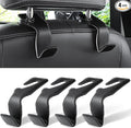 LivTee Headrest Hook for Car, Back Seat Organizer Black Leather Hanger Holder Hook, Interior Car Accessories for Hanging Purses Bags Coats, 4 Pack