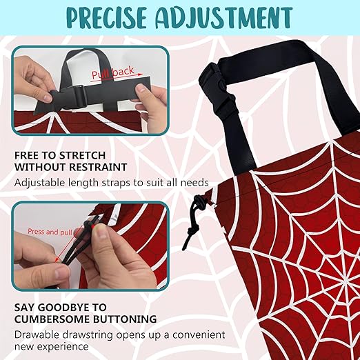 KXWQTRDD Car Garbage Bag Red and White Spider Web Drawstring Car Trash Bag Hanging for Back Seat with Adjustable Buckle Canvas Vehicle Trash Can Easy-to-Install