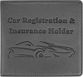 New Fashion Kingdom Car Registration and Insurance Holder, Premium PU Leather Vehicle Glove Box Car Organizer Men Women Wallet Accessories Case for ID, Driver's License - Grey
