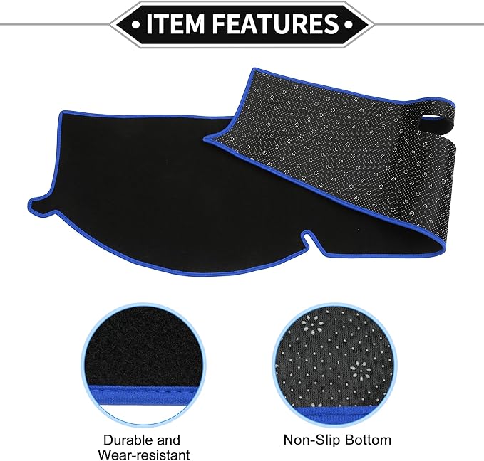 Dash Cover Compatible for Toyota Tacoma 2005-2015, Non-Slip Polyester Black Blue Center Console Dashboard Cover Pad Carpet