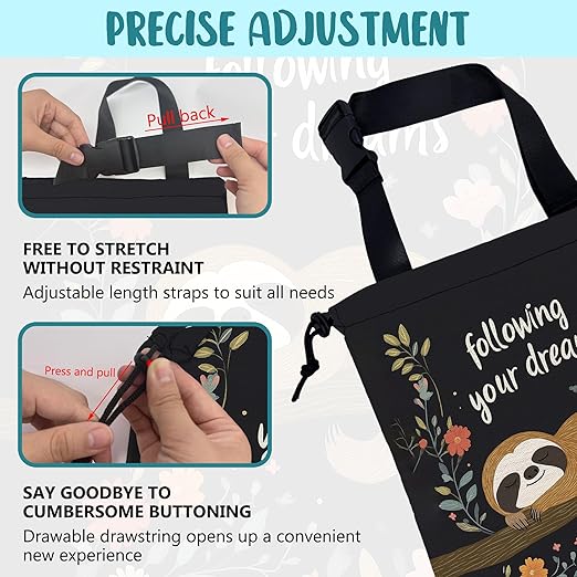 KXWQTRDD Car Garbage Bag Cute Brown Sloth and Floral Hanging Canvas Car Trash Bag Drawstring Car Back Seat Organizer for Car Back Front Seat Console with Adjustable Buckle