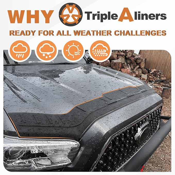 TripleAliners Hood Deflector Protector Compatible with 2016-2023 Toyota Tacoma Accessories Hood Protector TPE Bug Deflector Shield Replacement