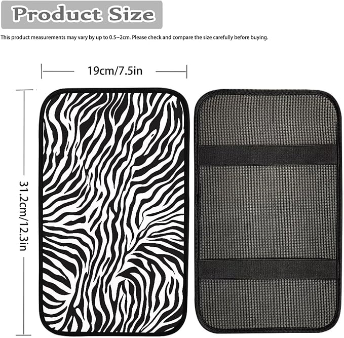 Mintutlipy Universal Car Center Console Cover Zebra Automotive Armrest Cushion Car Seat Storage Box Mat Wear Proof Durable