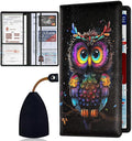 Car Registration Holder, Waterproof PU Leather Vehicle Card Document Glove Box Organizer, Women Interior Auto Accessories Case for Cards, Driver License Car Insurance Holder, Cute Colorful Owl Pattern