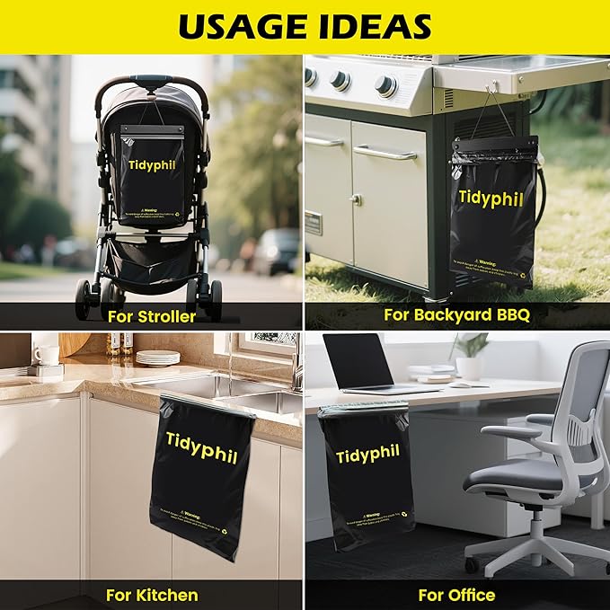 50 PCS Disposable Car Trash Bags Hanging, Leak-proof, Odor Seal. 2 Gallon Car Garbage Bags, Big Capacity. Independent of Car Trash Can, Easy Stick-On Car trash Bin for Car, SUV, Truck, Stroller.