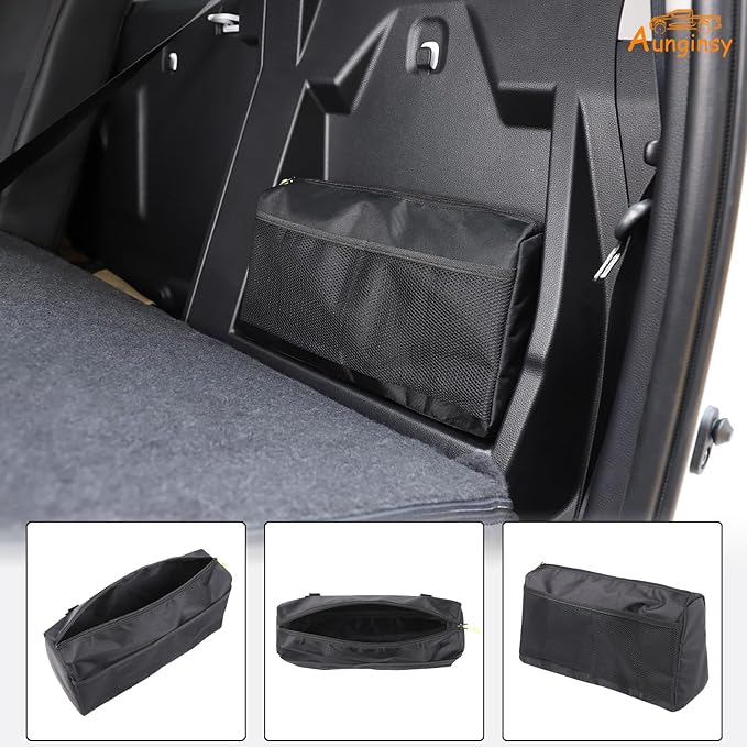 Aunginsy Rear Row Seat Concealed Storage Bag Compatible with Toyota Tundra 2022-2025 Pickup Truck, Back Seat Luggage Storage Bag Organizer Seatback Bag with Tape Oxford Cloth Space Saving Accessories