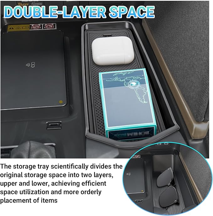 Sinminou Center Console Organizer 3PC Compatible with 2025-2026 Toyota Camry Accessories, Armrest Storage Box, Charging Zone Anti-Slip Mat and Gear Shifter Right Side Console Organizer Tray