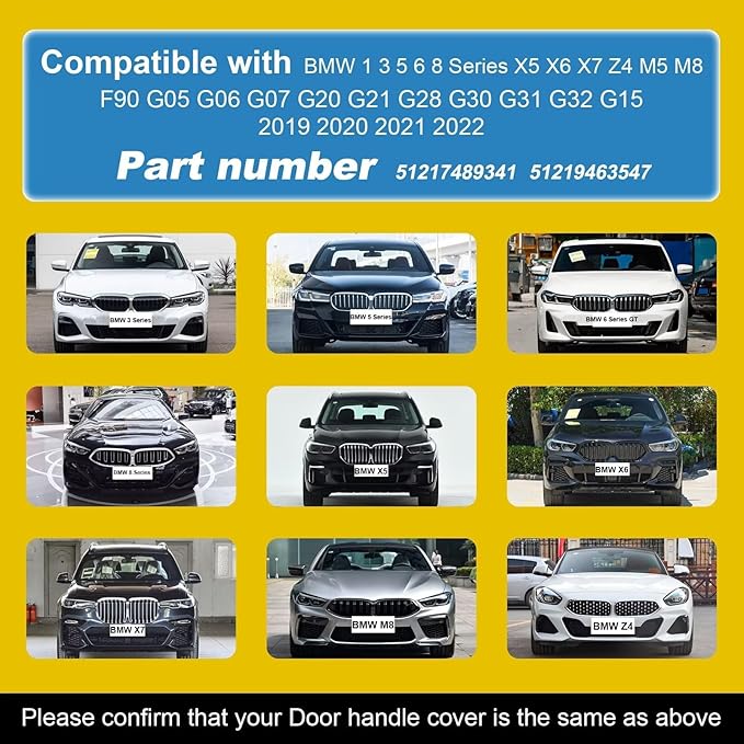 Goholy Car Door Handle Cover Cap Compatible with BMW 1 3 5 6 8 Series X5 X6 X7 Z4 M5 M8 F90 G05 G06 G07 51217489341 51219463547 Door Key Cover Door Handle Accessories Lock Cap Blue