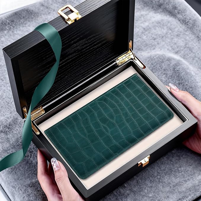 Car Registration and Insurance Holder, Teal Green Vehicle Glove Box Car Organizer with Magnetic Closure for Documents, Cards, License Car Organization, 1 Pack