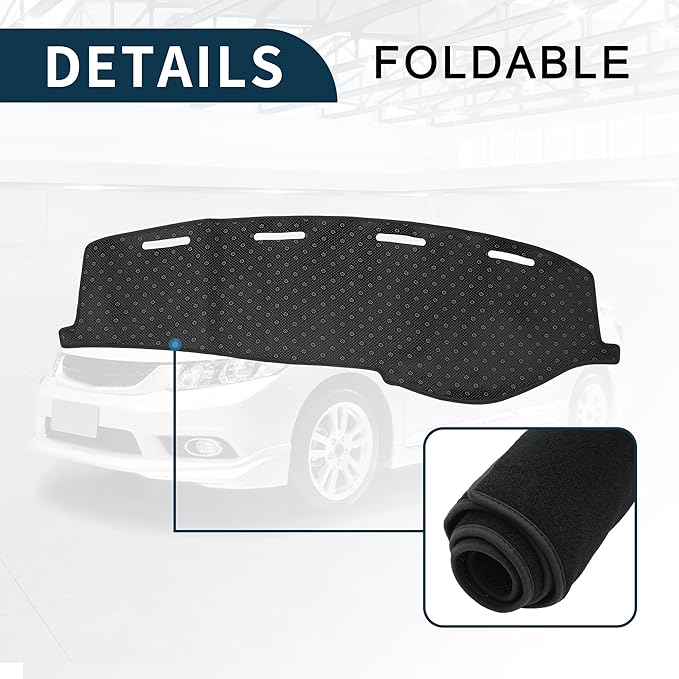 Dash Cover for Honda Civic Non-Slip | Center Console Dashboard Cover Mat Black 1 Pcs