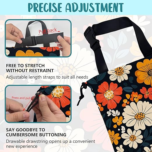 KXWQTRDD Car Garbage Bag Abstract Floral and Green Leaves Hanging Canvas Car Trash Bag Drawstring Car Back Seat Organizer for Car Back Front Seat Console with Adjustable Buckle
