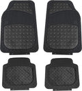 FH Group Automotive Floor Mats - Heavy-Duty Metallic Rubber Floor Mats for Cars, Universal Fit Full Set, Climaproof Floor Mats, Trimmable Floor Mats for Most Sedan, SUV, Truck Floor Mats Black