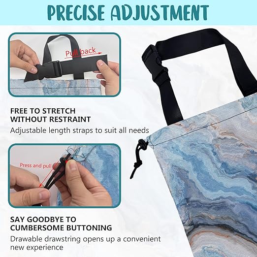 KXWQTRDD Car Garbage Bag Abstract Blue and Gold Marble Hanging Canvas Car Trash Bag Waterproof Drawstring Car Back Seat Organizer for Car Back Front Seat Console with Adjustable Buckle
