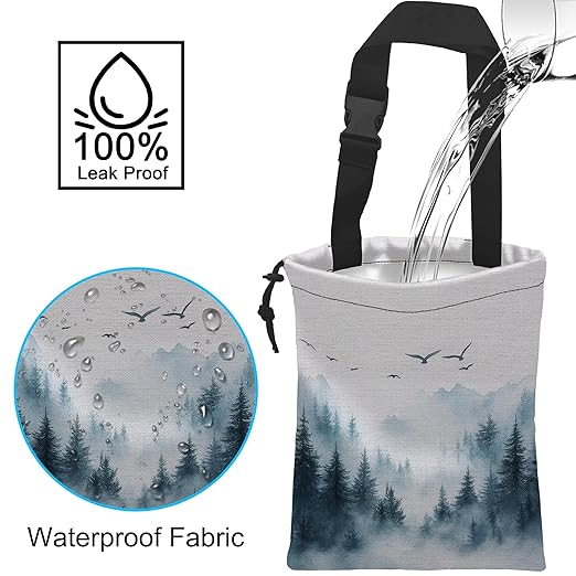 ghatobty Car Trash Bag Hanging Misty Forest and Birds Car Trash Can Waterproof Garbage Bag Hanging for Car Back Seat