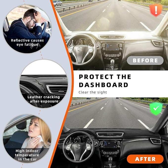 KEYOOG Dashboard Cover Dash Mat Fit for to-yota C-HR 2022-2018 (Without HUD Models),Car Dash Board Mat Anti-Glare Carpet,Non-Slip Pad Sunshield Protector (Black)